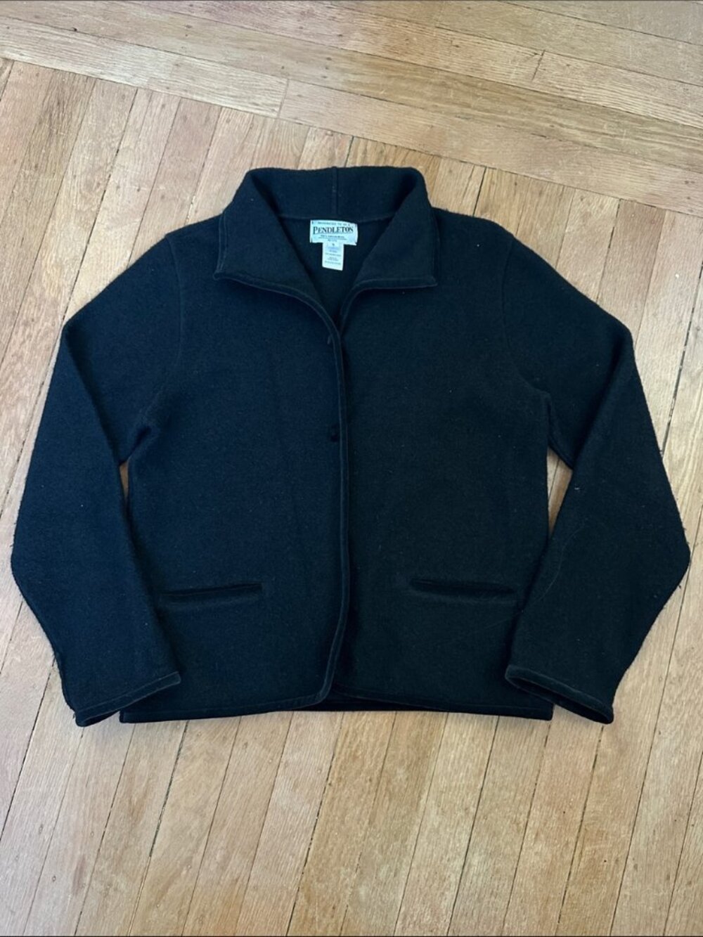 Vintage Pendleton 100% merino wool textured velvet knit sweater blazer jacket